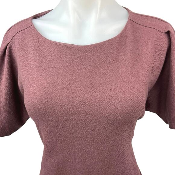 NEW Express Mauve Pink Crepe Tie Back Short Sleeve Sheath Mini Dress Size S - Picture 3 of 5